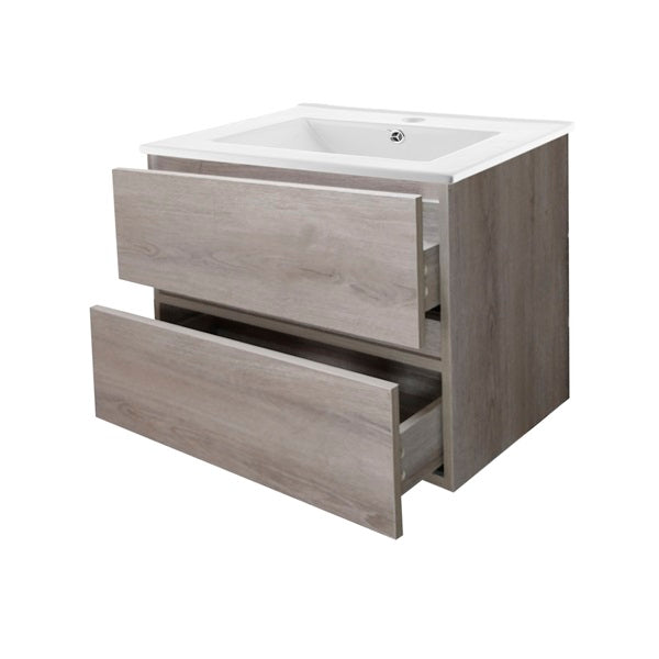 Kit Mueble de Baño a Muro con Cubierta de Loza 70cm