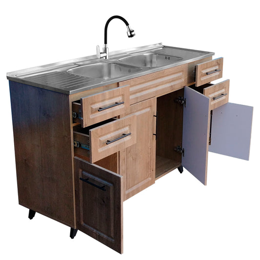 Kit Mueble Lavaplatos + Monomando Super Muebles 150x90x50cm