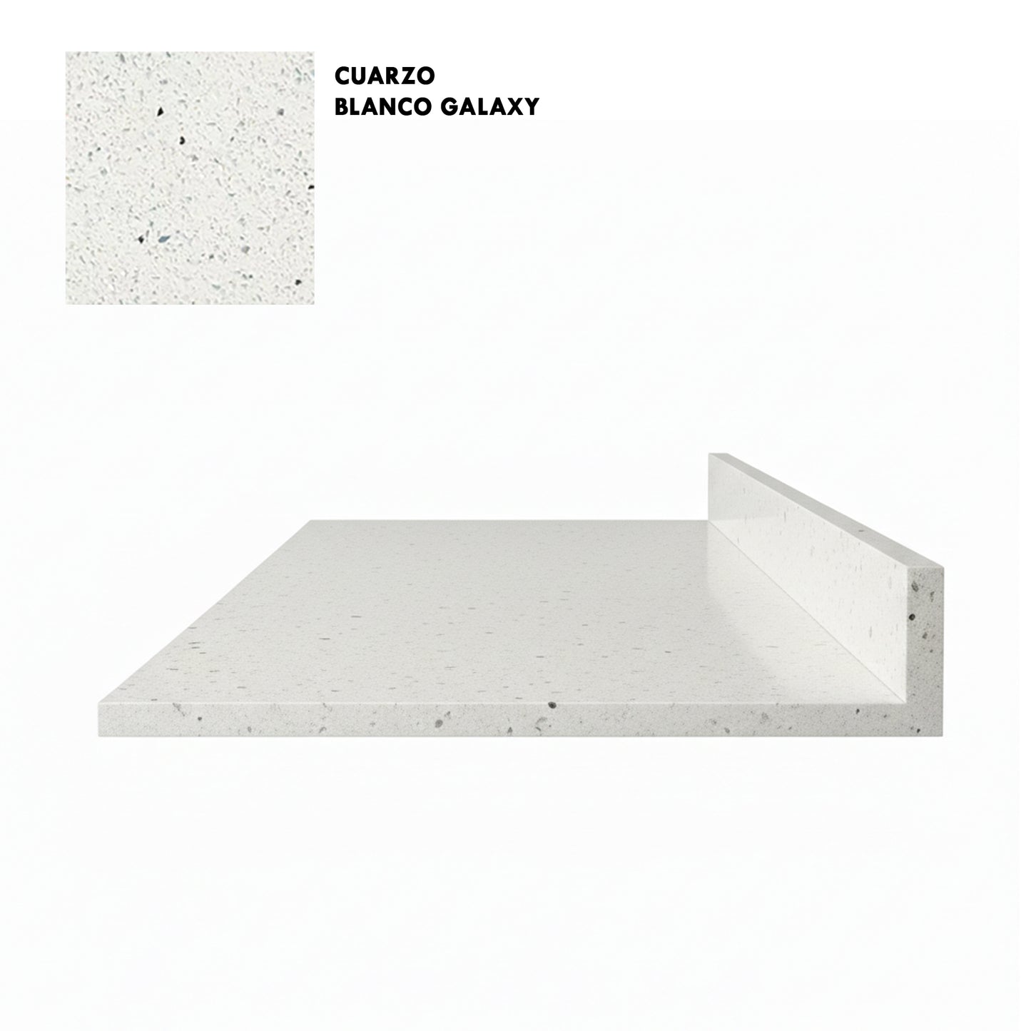 Cubierta de Cuarzo Blanco Galaxy 100x51 cm (para baño o cocina)