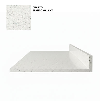 Cubierta de Cuarzo Blanco Galaxy 100x51 cm (para baño o cocina)