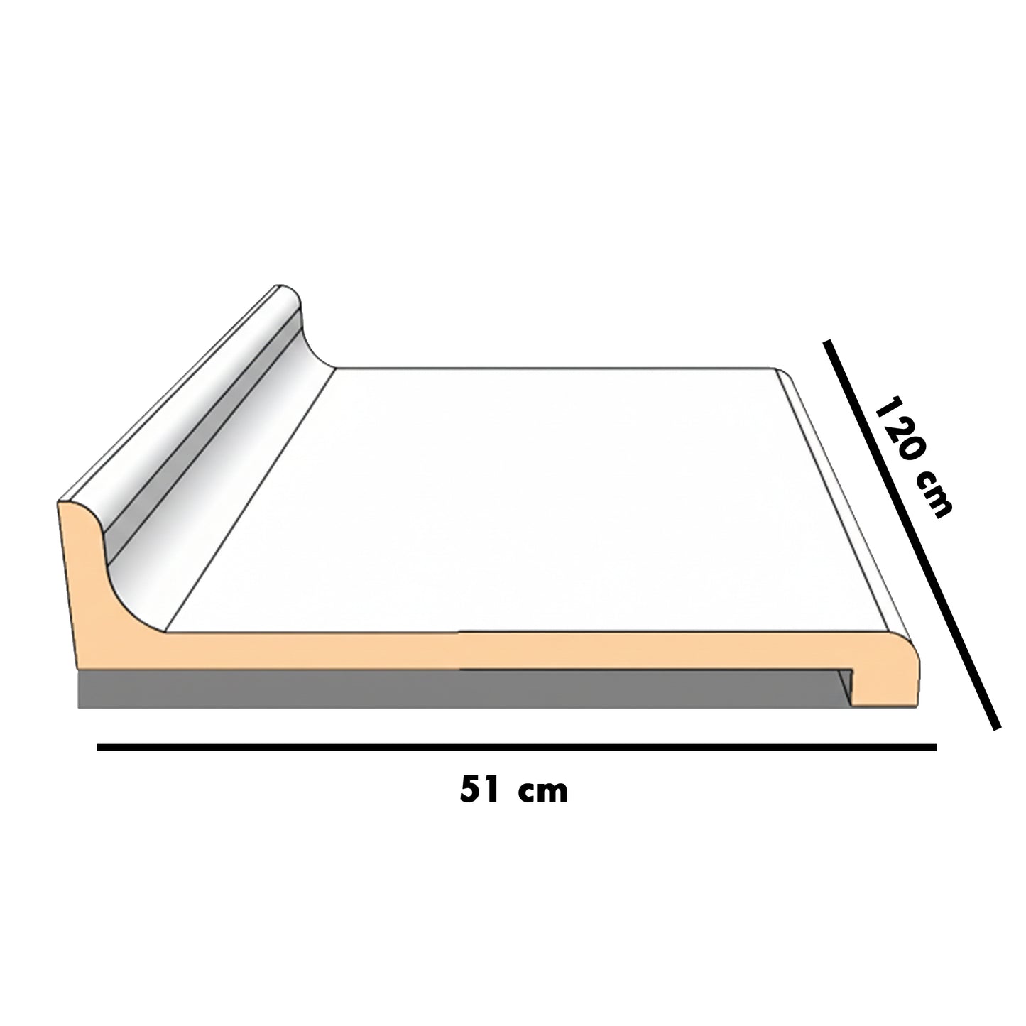Cubierta Postformada Blanco Mármol 120x51 cm