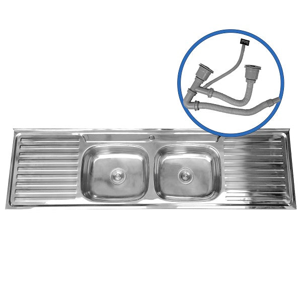 Cubierta Lavaplatos Doble Super Muebles SM18050 / 180x50x16cm