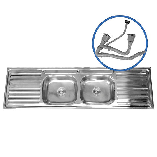 Cubierta Lavaplatos Doble Super Muebles SM18050 / 180x50x16cm