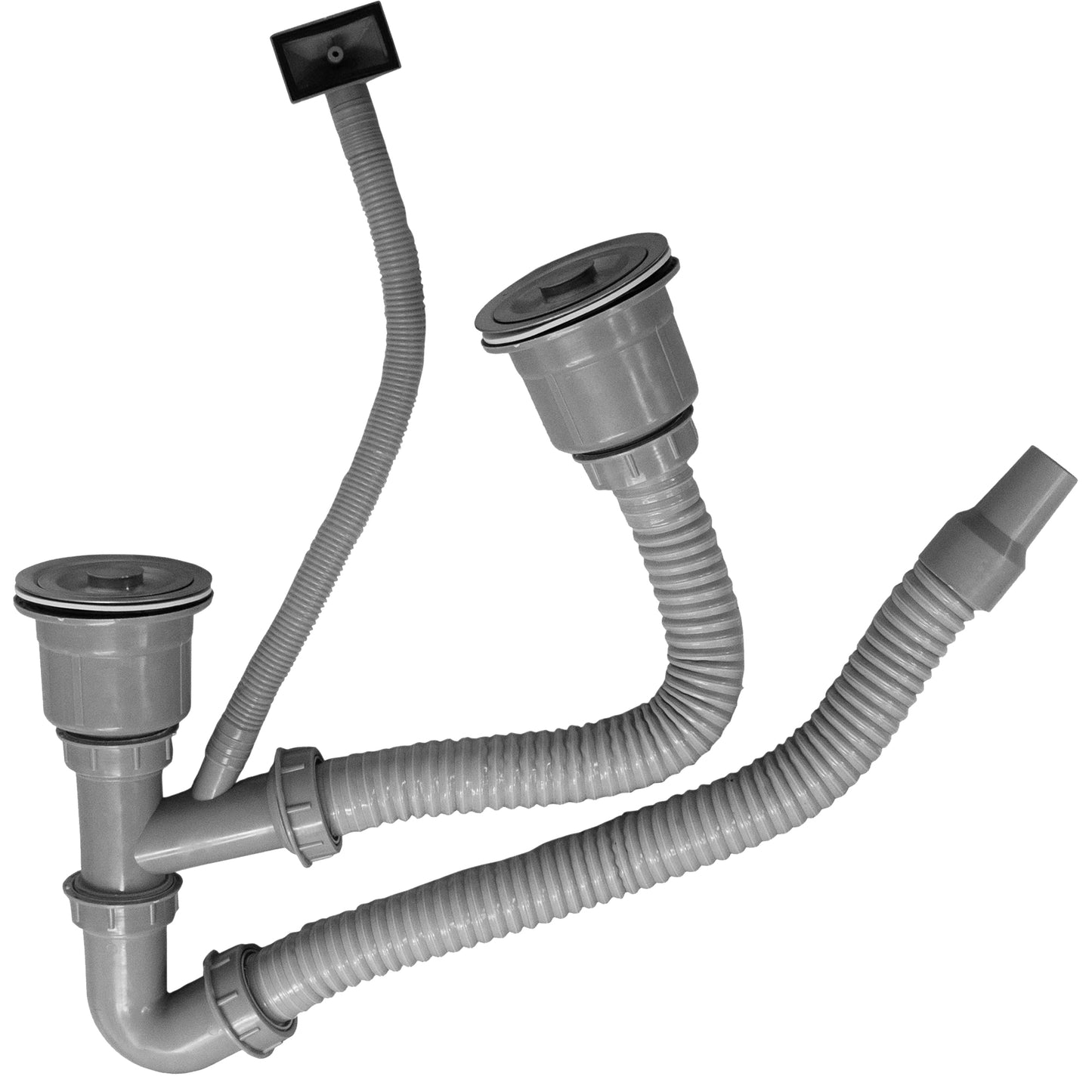 Desagüe y Sifón SM para Lavaplatos Doble (2 Cubeta)