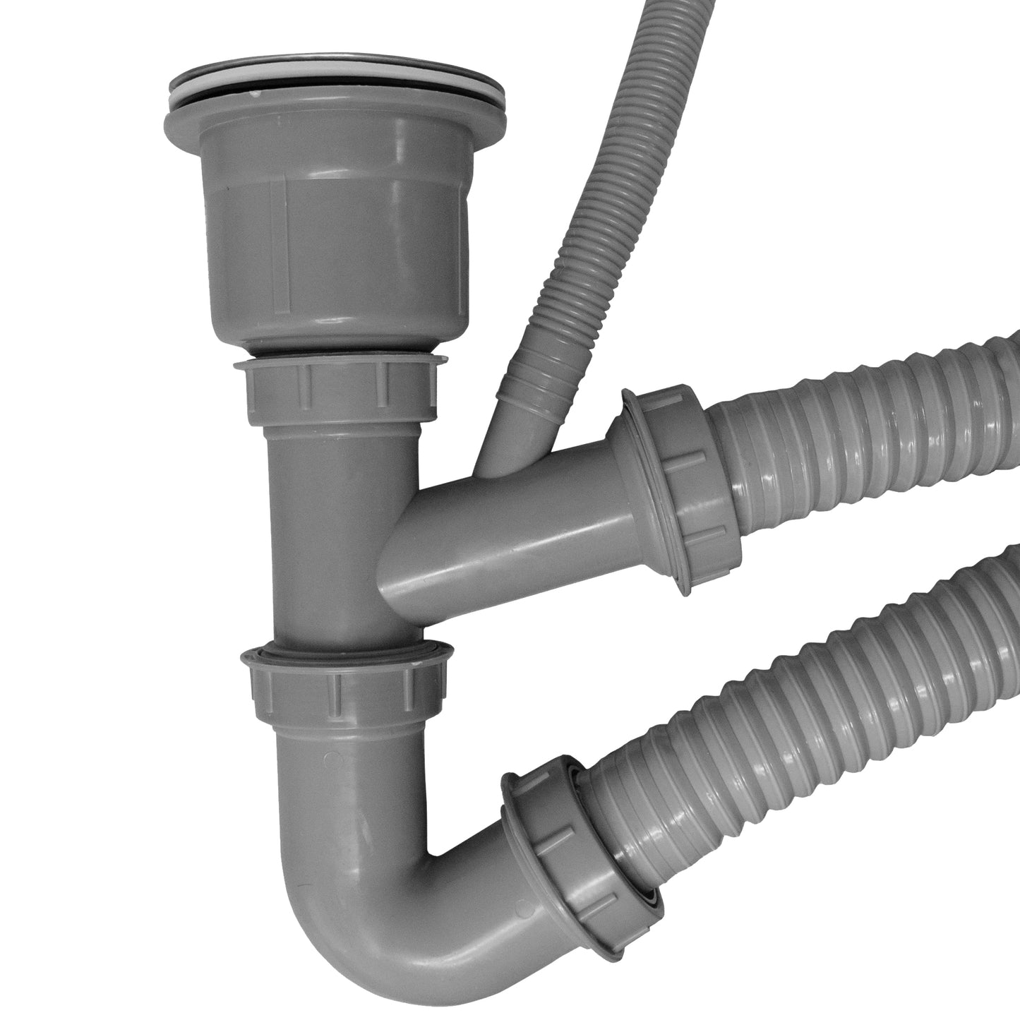 Desagüe y Sifón SM para Lavaplatos Doble (2 Cubeta)
