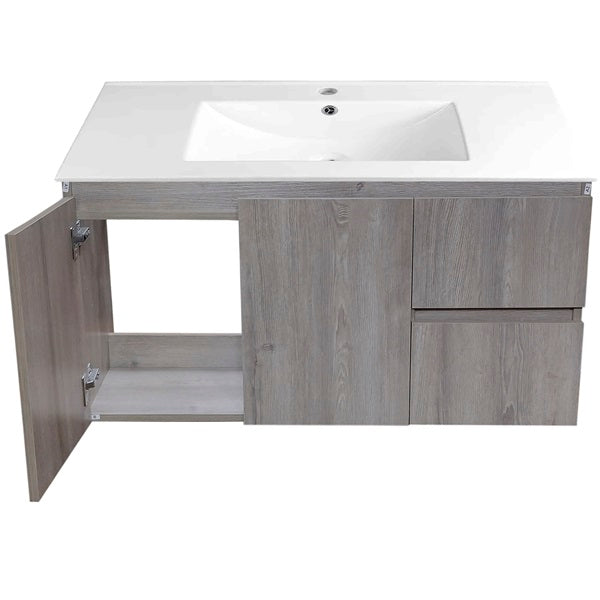 Kit Mueble de Baño a Muro con Cubierta de Loza 100cm