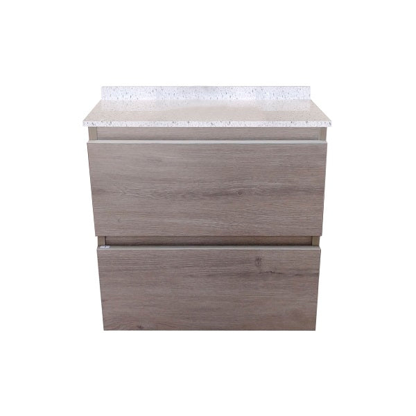 Mueble de Baño a Muro con Cubierta de Cuarzo Blanco Galaxys 50cm