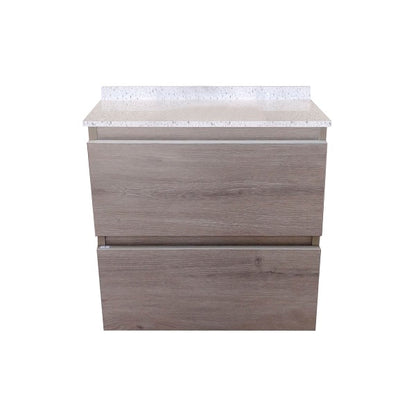 Mueble de Baño a Muro con Cubierta de Cuarzo Blanco Galaxys 50cm