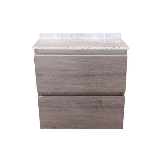 Mueble de Baño a Muro con Cubierta de Cuarzo Blanco Galaxys 50cm