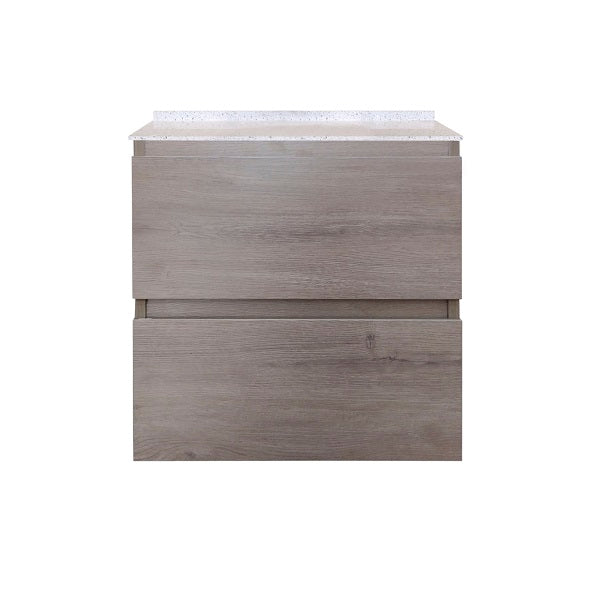 Mueble de Baño a Muro con Cubierta de Cuarzo Blanco Galaxys 50cm