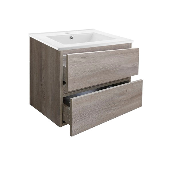 Kit Mueble de Baño a Muro con Cubierta de Loza 60cm