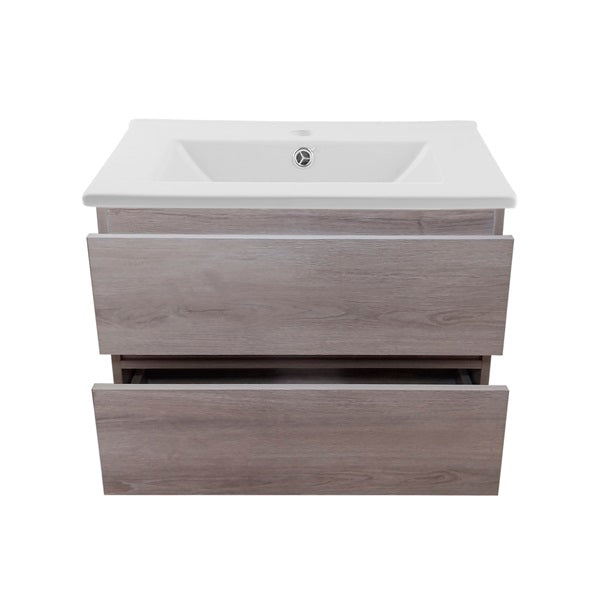 Kit Mueble de Baño a Muro con Cubierta de Loza 70cm