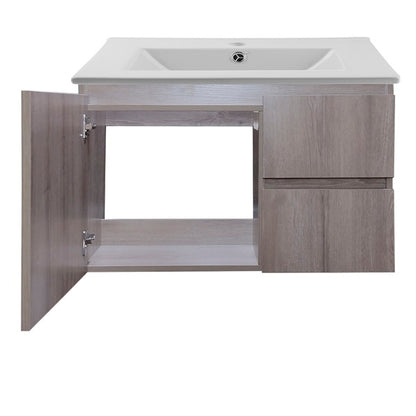 Kit Mueble de Baño a Muro con Cubierta de Loza 80cm