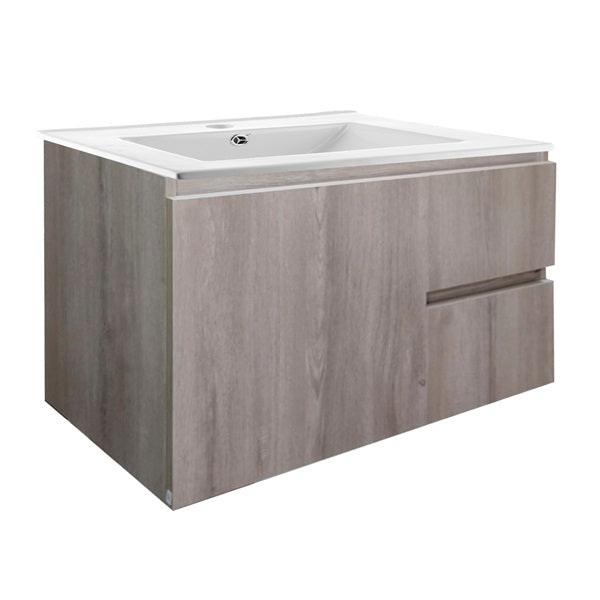 Kit Mueble de Baño a Muro con Cubierta de Loza 80cm
