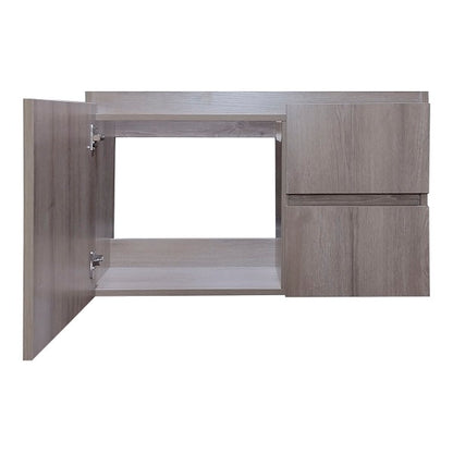 Mueble de Baño a Muro con Cubierta de Cuarzo Blanco Galaxys 80cm