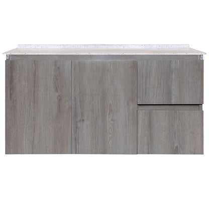 Mueble de Baño a Muro con Cubierta de Cuarzo Blanco Galaxys 100cm