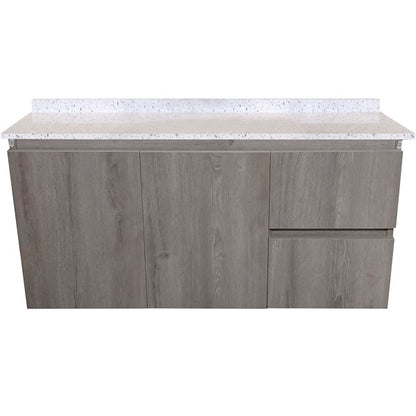 Mueble de Baño a Muro con Cubierta de Cuarzo Blanco Galaxys 100cm