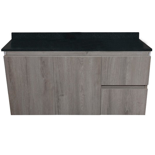 Mueble de Baño a Muro con Cubierta de Cuarzo Negro Galaxys 100cm