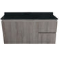 Mueble de Baño a Muro con Cubierta de Cuarzo Negro Galaxys 100cm