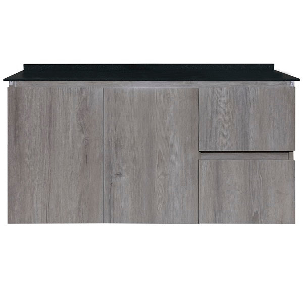 Mueble de Baño a Muro con Cubierta de Cuarzo Negro Galaxys 100cm