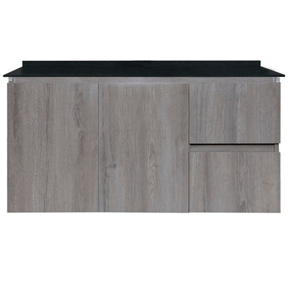 Mueble de Baño a Muro con Cubierta de Cuarzo Negro Galaxys 100cm