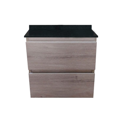 Mueble de Baño a Muro con Cubierta de Cuarzo Negro Galaxys 50cm