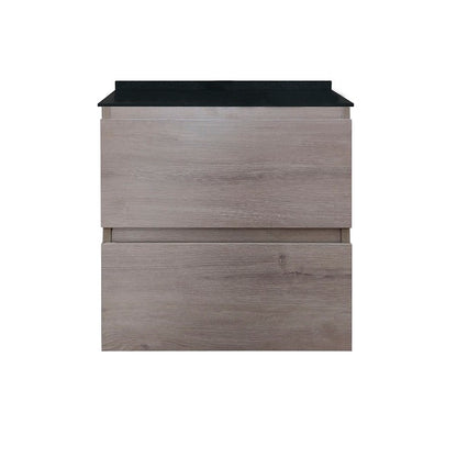 Mueble de Baño a Muro con Cubierta de Cuarzo Negro Galaxys 50cm