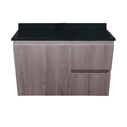 Mueble de Baño a Muro con Cubierta de Cuarzo Negro Galaxys 80cm