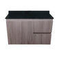 Mueble de Baño a Muro con Cubierta de Cuarzo Negro Galaxys 80cm