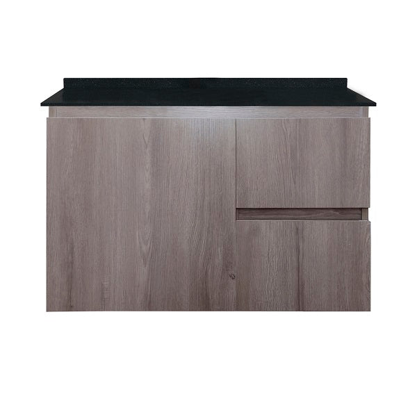 Mueble de Baño a Muro con Cubierta de Cuarzo Negro Galaxys 80cm