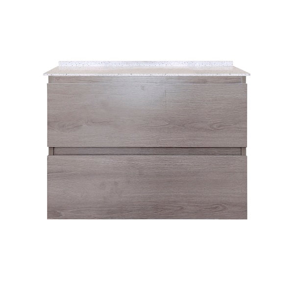 Mueble de Baño a Muro con Cubierta de Cuarzo Blanco Galaxys 70cm