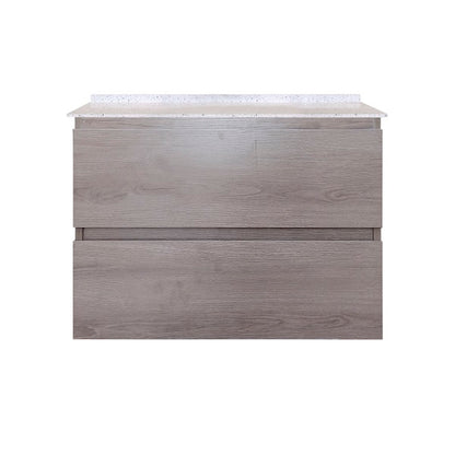 Mueble de Baño a Muro con Cubierta de Cuarzo Blanco Galaxys 70cm