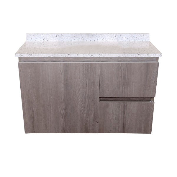 Mueble de Baño a Muro con Cubierta de Cuarzo Blanco Galaxys 80cm