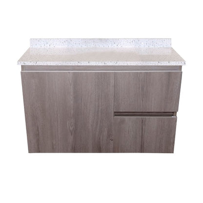 Mueble de Baño a Muro con Cubierta de Cuarzo Blanco Galaxys 80cm