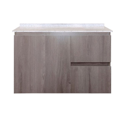 Mueble de Baño a Muro con Cubierta de Cuarzo Blanco Galaxys 80cm