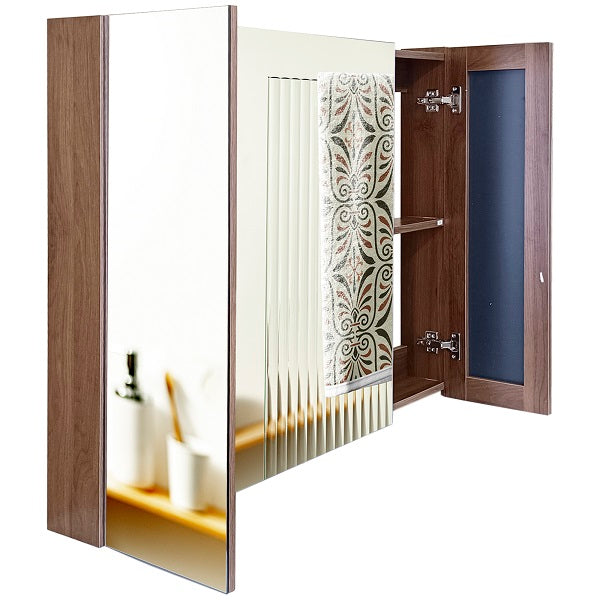 Mueble Botiquín para Baño con Espejo Nogal (100x80x13,5cm)