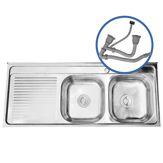 Cubierta Lavaplatos Doble Super Muebles SM12050I / 120x50x14cm