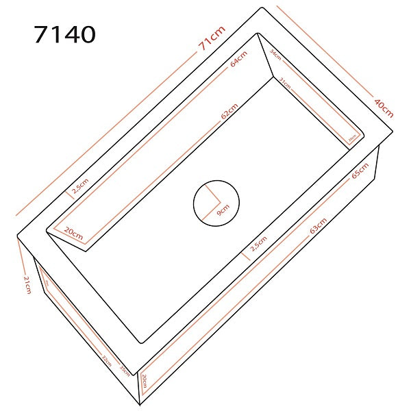 Lavaplatos Deluxe Bajo Cubierta Super Muebles SM7140 Black / 71x40x21cm