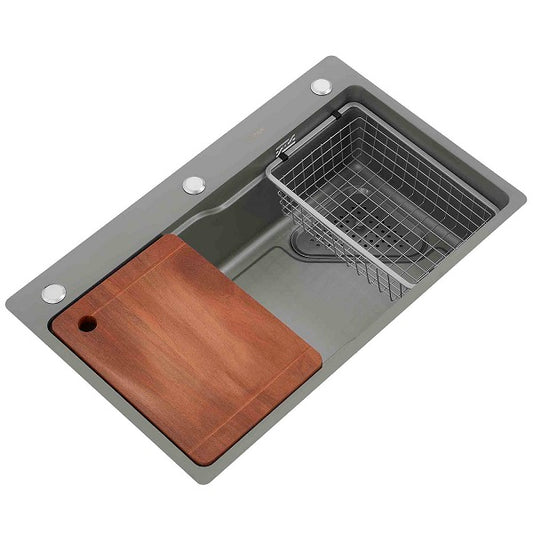 Lavaplatos Deluxe Sobre Cubierta Super Muebles SM7545 Gris / 75x46x20cm