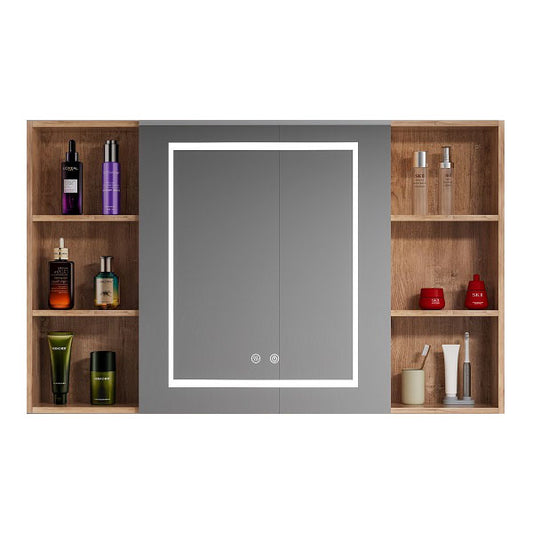 Mueble Botiquín para Baño con Espejo LED Nogal (98x80x14cm)