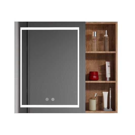 Mueble Botiquín para Baño con Espejo LED Nogal (68x80x14cm)