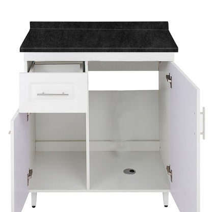 Mueble de Cocina Blanco Izquierdo con Postformado Negro 80cm