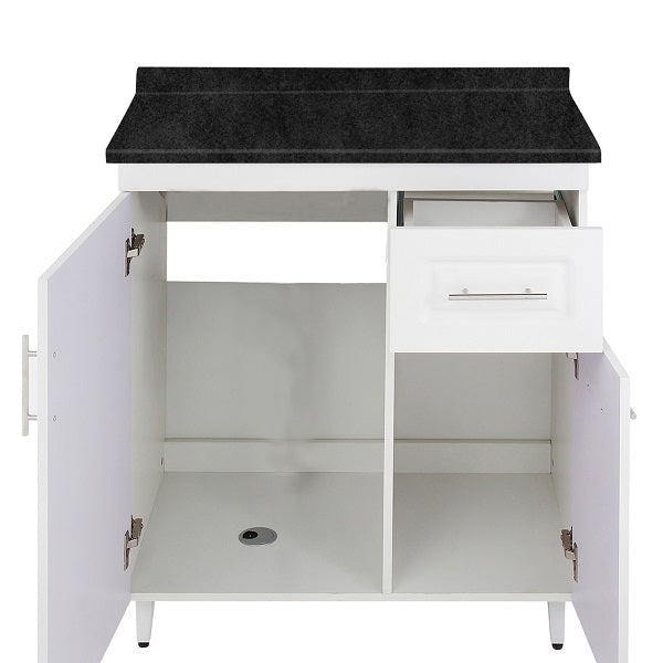 Mueble de Cocina Blanco Derecho con Postformado Negro 80cm