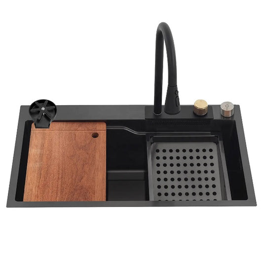 Lavaplatos Multifuncional Cascada Deluxe Super Muebles SM7546 Black / 75x46x23cm