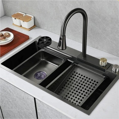 Lavaplatos Multifuncional Cascada Deluxe Super Muebles SM7546 Black / 75x46x23cm