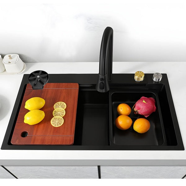 Lavaplatos Multifuncional Cascada Deluxe Super Muebles SM7546 Black / 75x46x23cm
